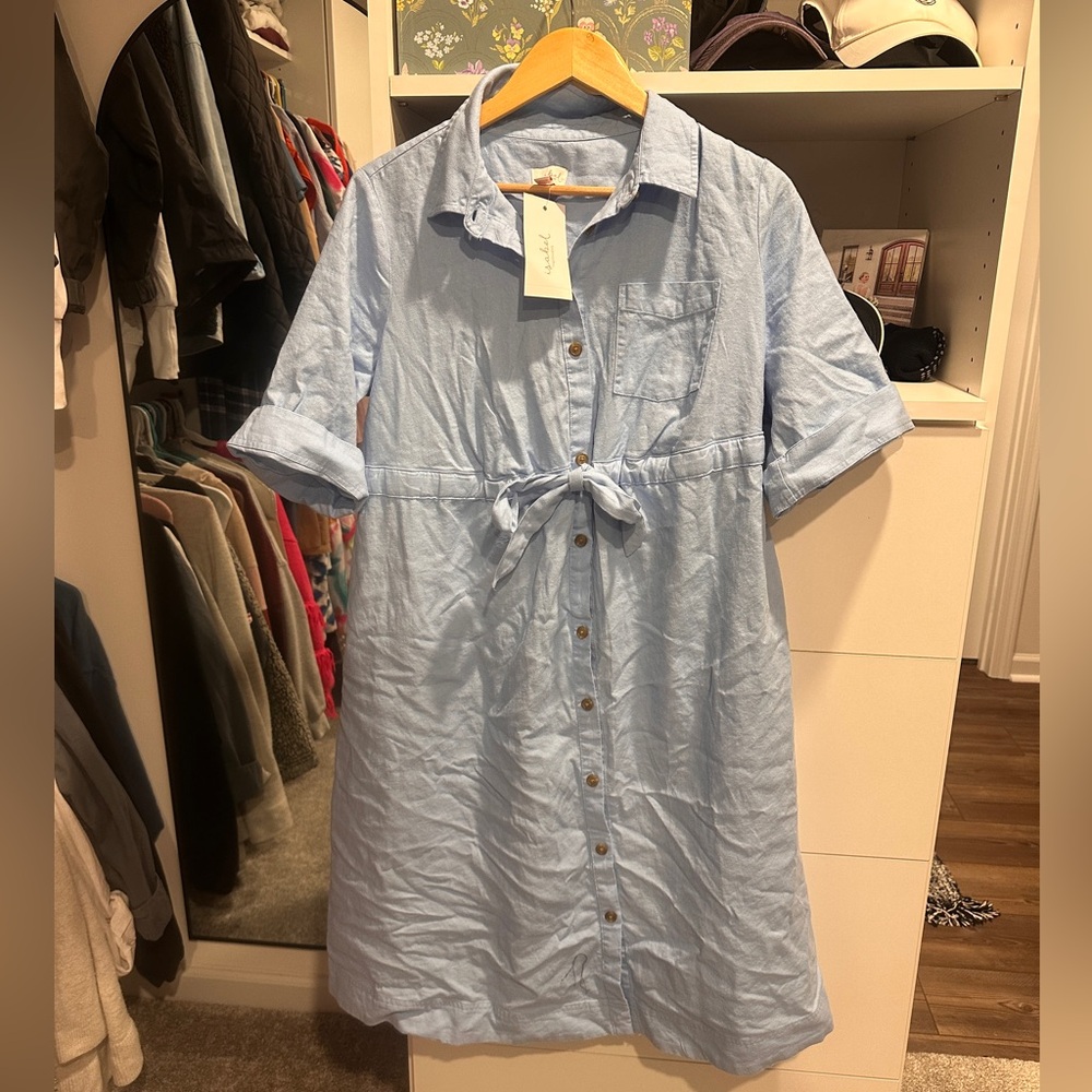 Brand New Isabel Maternity Button Down Blue Dress